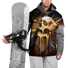 Накидка на куртку 3D с принтом Череп в Тюмени, 100% полиэстер |  | Тематика изображения на принте: background | black | clock | death | skeleton | skull | time | время | скелет | фон | часы | череп | черный