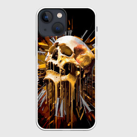 Чехол для iPhone 13 mini с принтом Череп в Тюмени,  |  | background | black | clock | death | skeleton | skull | time | время | скелет | фон | часы | череп | черный