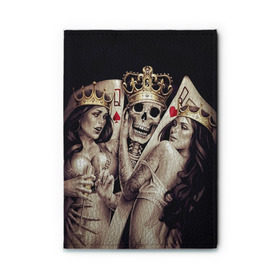 Обложка для автодокументов с принтом Скелетоны в Тюмени, натуральная кожа |  размер 19,9*13 см; внутри 4 больших “конверта” для документов и один маленький отдел — туда идеально встанут права | background | black | cards | color | crown | death | game | girl | hearts | king | queen | skeleton | skull | spades | tattoo | девушки | игра | карты | королевы | король | короны | масть | пики | скелет | тату | фон | черви 