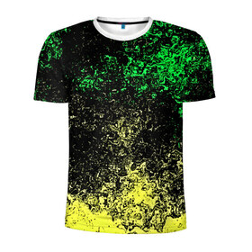 Мужская футболка 3D спортивная с принтом Spray paint в Тюмени, 100% полиэстер с улучшенными характеристиками | приталенный силуэт, круглая горловина, широкие плечи, сужается к линии бедра | брызги | пятна | разноцветный | яркий