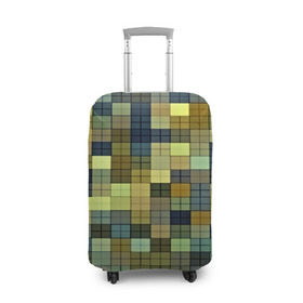 Чехол для чемодана 3D с принтом Клетка в Тюмени, 86% полиэфир, 14% спандекс | двустороннее нанесение принта, прорези для ручек и колес | пиксель | разноцветный | ячейки