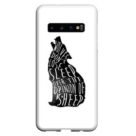 Чехол для Samsung Galaxy S10 с принтом Wolves Dont Lose Sleep в Тюмени, Силикон | Область печати: задняя сторона чехла, без боковых панелей | animal | beast | moon | night | rage | roar | wolf | вой | волк | волчица | животное | зверь | луна | ночь | рык | ярость