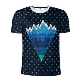 Мужская футболка 3D спортивная с принтом Геометрические горы в Тюмени, 100% полиэстер с улучшенными характеристиками | приталенный силуэт, круглая горловина, широкие плечи, сужается к линии бедра | geometry | mountain | геометрия
