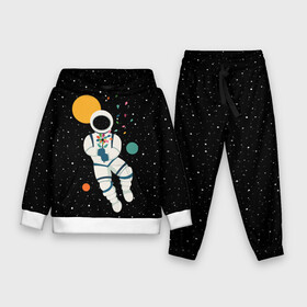 Детский костюм 3D (с толстовкой) с принтом Космический романтик в Тюмени,  |  | astronaut | cosmonaut | cosmos | galaxy | moon | planet | space | star | астронавт | галактика | звезды | космонавт | космос | луна | планета | скафандр