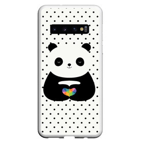 Чехол для Samsung Galaxy S10 с принтом Любовь панды в Тюмени, Силикон | Область печати: задняя сторона чехла, без боковых панелей | Тематика изображения на принте: animal | bear | beast | forest | heart | love | nature | panda | животное | зверь | лес | любовь | медведь | панда | природа | сердце | страсть