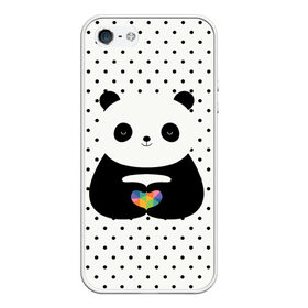 Чехол для iPhone 5/5S матовый с принтом Любовь панды в Тюмени, Силикон | Область печати: задняя сторона чехла, без боковых панелей | Тематика изображения на принте: animal | bear | beast | forest | heart | love | nature | panda | животное | зверь | лес | любовь | медведь | панда | природа | сердце | страсть