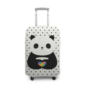 Чехол для чемодана 3D с принтом Любовь панды в Тюмени, 86% полиэфир, 14% спандекс | двустороннее нанесение принта, прорези для ручек и колес | animal | bear | beast | forest | heart | love | nature | panda | животное | зверь | лес | любовь | медведь | панда | природа | сердце | страсть