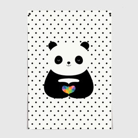 Постер с принтом Любовь панды в Тюмени, 100% бумага
 | бумага, плотность 150 мг. Матовая, но за счет высокого коэффициента гладкости имеет небольшой блеск и дает на свету блики, но в отличии от глянцевой бумаги не покрыта лаком | Тематика изображения на принте: animal | bear | beast | forest | heart | love | nature | panda | животное | зверь | лес | любовь | медведь | панда | природа | сердце | страсть