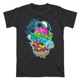 Мужская футболка хлопок с принтом Zombie Burger в Тюмени, 100% хлопок | прямой крой, круглый вырез горловины, длина до линии бедер, слегка спущенное плечо. | Тематика изображения на принте: art | the walking dead | zombie | арт | зомби | ходячие мертвецы
