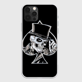 Чехол для iPhone 12 Pro Max с принтом Скелетон в Тюмени, Силикон |  | background | black | card | cylinder | death | game | hat | skeleton | skull | spades | suit | игра | карты | масть | пики | скелет | фон | цилиндр | череп | черный | шляпа