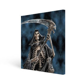 Холст квадратный с принтом Скелетон в Тюмени, 100% ПВХ |  | Тематика изображения на принте: death | skeleton | skull | капюшон | коса | скелет | череп