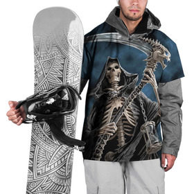 Накидка на куртку 3D с принтом Скелетон в Тюмени, 100% полиэстер |  | Тематика изображения на принте: death | skeleton | skull | капюшон | коса | скелет | череп