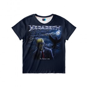 Детская футболка 3D с принтом Megadeth. The Blackest Crow в Тюмени, 100% гипоаллергенный полиэфир | прямой крой, круглый вырез горловины, длина до линии бедер, чуть спущенное плечо, ткань немного тянется | dave | megadeth | metal | mustaine | rattlehead | rock | thrash | vic | дейв | мастейн | мегадет | метал | рок | треш