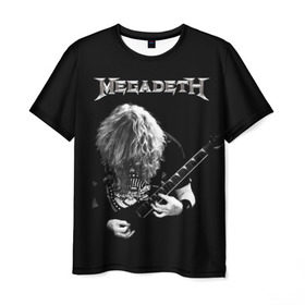 Мужская футболка 3D с принтом Dave Mustaine в Тюмени, 100% полиэфир | прямой крой, круглый вырез горловины, длина до линии бедер | Тематика изображения на принте: dave | megadeth | metal | mustaine | rattlehead | rock | thrash | vic | дейв | мастейн | мегадет | метал | рок | треш