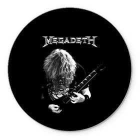 Коврик круглый с принтом Dave Mustaine в Тюмени, резина и полиэстер | круглая форма, изображение наносится на всю лицевую часть | Тематика изображения на принте: dave | megadeth | metal | mustaine | rattlehead | rock | thrash | vic | дейв | мастейн | мегадет | метал | рок | треш
