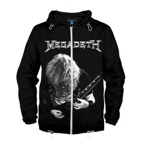 Мужская ветровка 3D с принтом Dave Mustaine в Тюмени, 100% полиэстер | подол и капюшон оформлены резинкой с фиксаторами, два кармана без застежек по бокам, один потайной карман на груди | dave | megadeth | metal | mustaine | rattlehead | rock | thrash | vic | дейв | мастейн | мегадет | метал | рок | треш