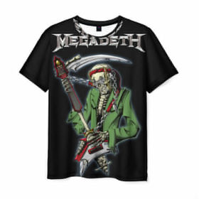 Мужская футболка 3D с принтом Megadeth в Тюмени, 100% полиэфир | прямой крой, круглый вырез горловины, длина до линии бедер | 