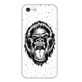 Чехол для iPhone 5/5S матовый с принтом Рык гориллы в Тюмени, Силикон | Область печати: задняя сторона чехла, без боковых панелей | Тематика изображения на принте: animal | beast | gorilla | head | monkey | nature | rage | roar | голова | горилла | жиивотное | зверь | обезьяна | природа | рык | ярость