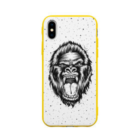Чехол для Apple iPhone X силиконовый матовый с принтом Рык гориллы в Тюмени, Силикон | Печать на задней стороне чехла, без боковой панели | animal | beast | gorilla | head | monkey | nature | rage | roar | голова | горилла | жиивотное | зверь | обезьяна | природа | рык | ярость