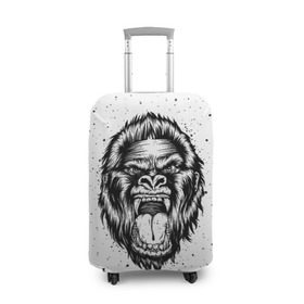 Чехол для чемодана 3D с принтом Рык гориллы в Тюмени, 86% полиэфир, 14% спандекс | двустороннее нанесение принта, прорези для ручек и колес | animal | beast | gorilla | head | monkey | nature | rage | roar | голова | горилла | жиивотное | зверь | обезьяна | природа | рык | ярость