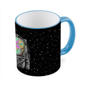 Кружка 3D с принтом Цветочный астонавт в Тюмени, керамика | ёмкость 330 мл | astronaut | cosmonaut | cosmos | galaxy | planet | space | star | астронавт | галактика | звезды | космонавт | космос | планета | скафандр | цветы