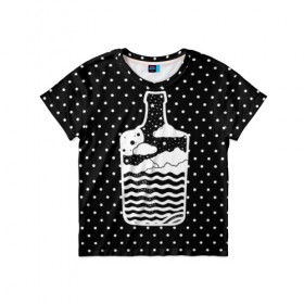 Детская футболка 3D с принтом Эликсир природы в Тюмени, 100% гипоаллергенный полиэфир | прямой крой, круглый вырез горловины, длина до линии бедер, чуть спущенное плечо, ткань немного тянется | beach | bottle | drink | elixir | nature | ocean | sea | sky | бутылка | коктейль | море | напиток | небо | океан | песок | пляж | природа | эликсир
