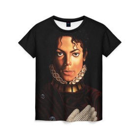 Женская футболка 3D с принтом Король Майкл Джексон в Тюмени, 100% полиэфир ( синтетическое хлопкоподобное полотно) | прямой крой, круглый вырез горловины, длина до линии бедер | king | michael jackson | pop music | король | майкл | музыка | перчатка | поп музыка