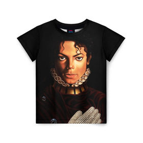 Детская футболка 3D с принтом Король Майкл Джексон в Тюмени, 100% гипоаллергенный полиэфир | прямой крой, круглый вырез горловины, длина до линии бедер, чуть спущенное плечо, ткань немного тянется | king | michael jackson | pop music | король | майкл | музыка | перчатка | поп музыка