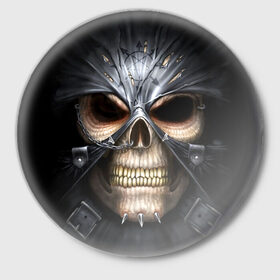 Значок с принтом Скелетон в Тюмени,  металл | круглая форма, металлическая застежка в виде булавки | 