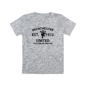 Детская футболка хлопок с принтом Manchester United - Est.1878 (Чёрный) в Тюмени, 100% хлопок | круглый вырез горловины, полуприлегающий силуэт, длина до линии бедер | manchester united | манчестер юнайтед | футбол