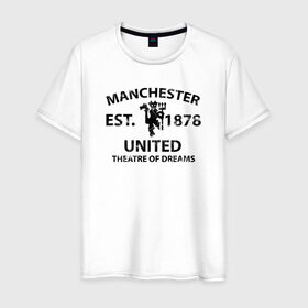 Мужская футболка хлопок с принтом Manchester United - Est.1878 (Чёрный) в Тюмени, 100% хлопок | прямой крой, круглый вырез горловины, длина до линии бедер, слегка спущенное плечо. | manchester united | манчестер юнайтед | футбол