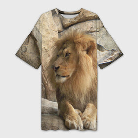 Платье-футболка 3D с принтом Лев в Тюмени,  |  | Тематика изображения на принте: амурский | животные | киса | кот | котенок | кошка | лев | львица | пума | рысь | серый | тигр | хищник