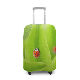 Чехол для чемодана 3D с принтом Жучки на травке в Тюмени, 86% полиэфир, 14% спандекс | двустороннее нанесение принта, прорези для ручек и колес | жук | зеленый | зелень | красный | насекомые | природа