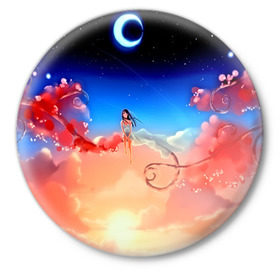 Значок с принтом Маленькая фея в Тюмени,  металл | круглая форма, металлическая застежка в виде булавки | Тематика изображения на принте: 