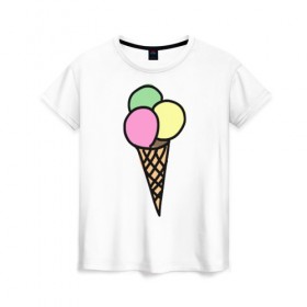 Женская футболка 3D с принтом Мороженка в Тюмени, 100% полиэфир ( синтетическое хлопкоподобное полотно) | прямой крой, круглый вырез горловины, длина до линии бедер | 