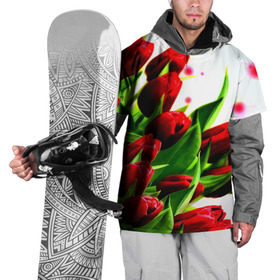 Накидка на куртку 3D с принтом Тюльпаны в Тюмени, 100% полиэстер |  | Тематика изображения на принте: flower | букет | весна | красные | цветочки | цветы