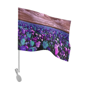 Флаг для автомобиля с принтом Поле тюльпанов в Тюмени, 100% полиэстер | Размер: 30*21 см | flower | весна | поле | полевой цветок | природа | цветочки | цветы
