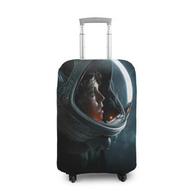 Чехол для чемодана 3D с принтом Девушка космонавт в Тюмени, 86% полиэфир, 14% спандекс | двустороннее нанесение принта, прорези для ручек и колес | alien | космос | рипли | скафандр | чужой