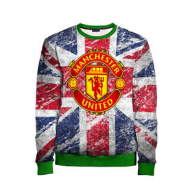Детский свитшот 3D с принтом British Manchester United в Тюмени, 100% полиэстер | свободная посадка, прямой крой, мягкая тканевая резинка на рукавах и понизу свитшота | british | manchester united | mu | игра | манчестер | манчестер юнайтед | мю | флаг британии | футбол | эмблема мю