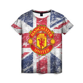 Женская футболка 3D с принтом British Manchester United в Тюмени, 100% полиэфир ( синтетическое хлопкоподобное полотно) | прямой крой, круглый вырез горловины, длина до линии бедер | british | manchester united | mu | игра | манчестер | манчестер юнайтед | мю | флаг британии | футбол | эмблема мю