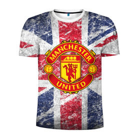 Мужская футболка 3D спортивная с принтом British Manchester United в Тюмени, 100% полиэстер с улучшенными характеристиками | приталенный силуэт, круглая горловина, широкие плечи, сужается к линии бедра | british | manchester united | mu | игра | манчестер | манчестер юнайтед | мю | флаг британии | футбол | эмблема мю