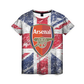 Женская футболка 3D с принтом British Arsenal в Тюмени, 100% полиэфир ( синтетическое хлопкоподобное полотно) | прямой крой, круглый вырез горловины, длина до линии бедер | арсена | британский флаг | эмблема