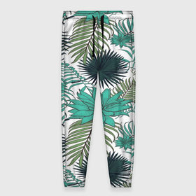 Женские брюки 3D с принтом Tropical в Тюмени, полиэстер 100% | прямой крой, два кармана без застежек по бокам, с мягкой трикотажной резинкой на поясе и по низу штанин. В поясе для дополнительного комфорта — широкие завязки | flower | тропики | тропический | цветы