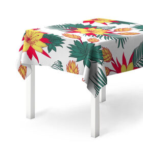 Скатерть 3D с принтом Tropical Pattern в Тюмени, 100% полиэстер (ткань не мнется и не растягивается) | Размер: 150*150 см | flower | поле | тропики | тропический | цветочки | цветы
