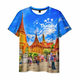 Мужская футболка 3D с принтом Таиланд в Тюмени, 100% полиэфир | прямой крой, круглый вырез горловины, длина до линии бедер | architecture | bangkok | clouds | landmark | people | sky | temple of the emerald buddha | thailand | tourism | архитектура | бангкок | достопримечательность | люди | небо | облака | таиланд | туризм | храм изумрудного будды