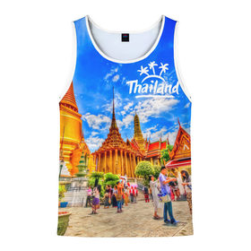 Мужская майка 3D с принтом Таиланд в Тюмени, 100% полиэстер | круглая горловина, приталенный силуэт, длина до линии бедра. Пройма и горловина окантованы тонкой бейкой | architecture | bangkok | clouds | landmark | people | sky | temple of the emerald buddha | thailand | tourism | архитектура | бангкок | достопримечательность | люди | небо | облака | таиланд | туризм | храм изумрудного будды