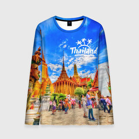 Мужской лонгслив 3D с принтом Таиланд в Тюмени, 100% полиэстер | длинные рукава, круглый вырез горловины, полуприлегающий силуэт | architecture | bangkok | clouds | landmark | people | sky | temple of the emerald buddha | thailand | tourism | архитектура | бангкок | достопримечательность | люди | небо | облака | таиланд | туризм | храм изумрудного будды