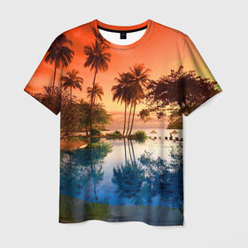 Мужская футболка 3D с принтом Таиланд в Тюмени, 100% полиэфир | прямой крой, круглый вырез горловины, длина до линии бедер | beach | clouds | hiking | sea | sky | sunset | swimming pool | thailand | бассейн | закат | море | небо | облака | пляж | таиланд | туризм