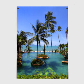 Постер с принтом Таиланд в Тюмени, 100% бумага
 | бумага, плотность 150 мг. Матовая, но за счет высокого коэффициента гладкости имеет небольшой блеск и дает на свету блики, но в отличии от глянцевой бумаги не покрыта лаком | clouds | hiking | sea | sky | swimming pool | thailand | trees | бассейн | море | небо | облака | пальмы | таиланд | туризм