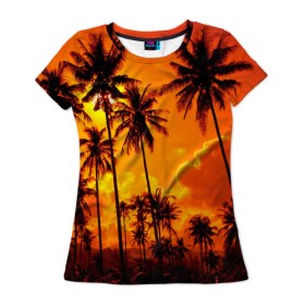 Женская футболка 3D с принтом Таиланд в Тюмени, 100% полиэфир ( синтетическое хлопкоподобное полотно) | прямой крой, круглый вырез горловины, длина до линии бедер | clouds | nature | palms | sky | sunset | thailand | tourism | закат | небо | облака | пальмы | природа | таиланд | туризм